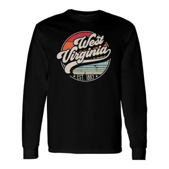 Retro West Virginia Home State Wv Cool 70S Style Sunset Long Sleeve T-Shirt - Seseable