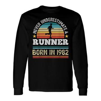 Runner Born In 1982 40Th Birthday Running Dad Long Sleeve T-Shirt - Seseable