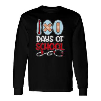 School Nurse 100 Days Of School Love Stethoscope Nurse Life Long Sleeve T-Shirt T-Shirt | Mazezy