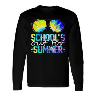 Schools Out For Summer Glasses Tie Dye Last Day Of School Long Sleeve T-Shirt - Thegiftio UK
