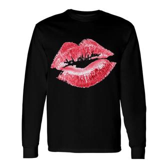 Sexy Lips Cute Valentines Day Lipstick Long Sleeve T-Shirt - Monsterry CA