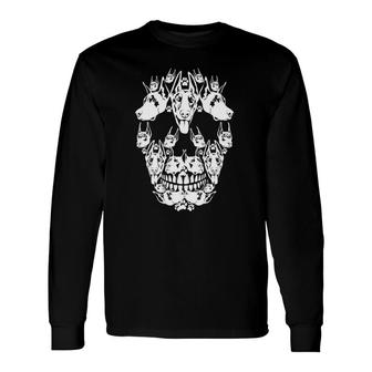 Skull Dobermann Skeleton Halloween Costume Scary Carnival Long Sleeve T-Shirt - Thegiftio UK