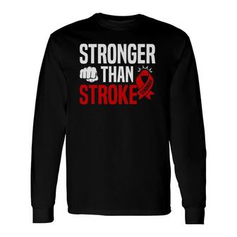 Stronger Than Stroke Red Awareness Ribbon Long Sleeve T-Shirt T-Shirt | Mazezy