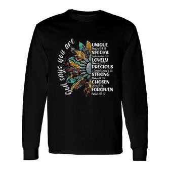 Sunflowers God Say You Are With Bible Verses Quotes Jesus Long Sleeve T-Shirt - Seseable