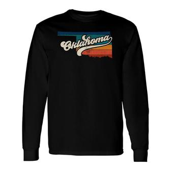 Sunset Vintage Retro Oklahoma Home State Ok 70S 80S Style Long Sleeve T-Shirt - Seseable