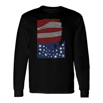 Surfing 4Th Of July American Flag Wave Patriotic Surfer Long Sleeve T-Shirt - Seseable