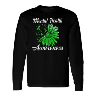 Mental Health Awareness Mental Hygiene Related Green Ribbon Long Sleeve T-Shirt - Seseable