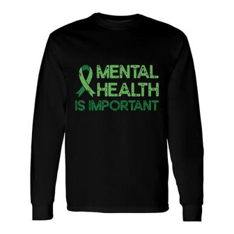 Mental Health Green Ribbon Anxiety Mental Health Awareness Long Sleeve T-Shirt - Seseable