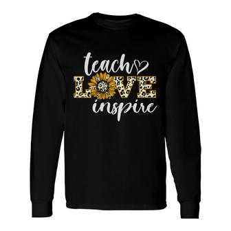 Teach Love Inspire Sunflower Teacher Yellow Long Sleeve T-Shirt - Seseable