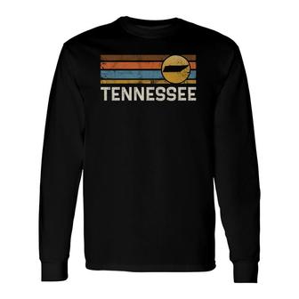Tennessee Us State Map Vintage Retro Stripes Long Sleeve T-Shirt - Seseable