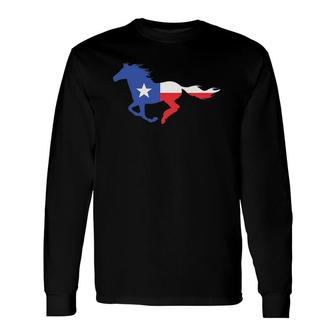 Texas State Flag Running Horse Long Sleeve T-Shirt T-Shirt | Mazezy
