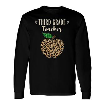 Third Grade Teacher Leopard Back To School 3Rd Grade Long Sleeve T-Shirt - Thegiftio UK