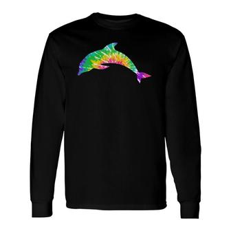Tie Dye Summer Dolphin Long Sleeve T-Shirt T-Shirt | Mazezy