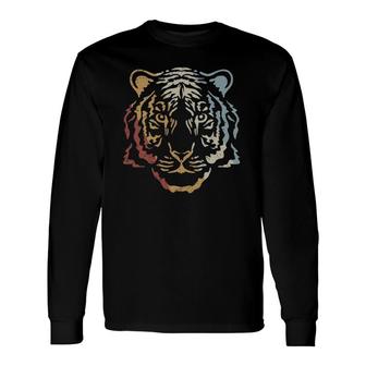 Tiger Head Tiger Retro Style Vintage Long Sleeve T-Shirt T-Shirt | Mazezy