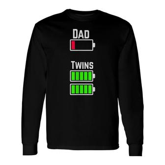 Tired Twin Dad Low Battery Charge Meme Image Long Sleeve T-Shirt - Thegiftio UK