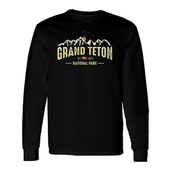 Us Grand Teton Vintage National Park Jackson Hole Wyoming Long Sleeve T-Shirt - Seseable