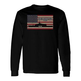 Uss Indianapolis Lcs-17 Littoral Combat Ship Usa Flag Long Sleeve T-Shirt T-Shirt | Mazezy