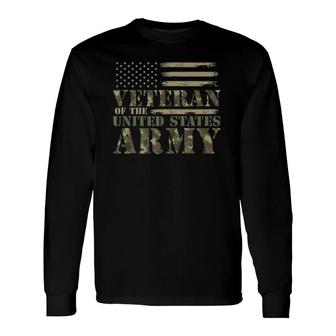 Veteran Of The United States Army Camouflage Us Flag Veteran Long Sleeve T-Shirt T-Shirt | Mazezy