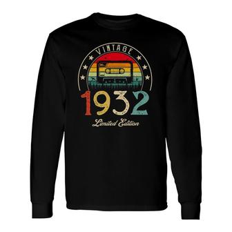Vintage 1932 Retro Cassette 90Th Birthday 90 Years Old Long Sleeve T-Shirt T-Shirt | Mazezy