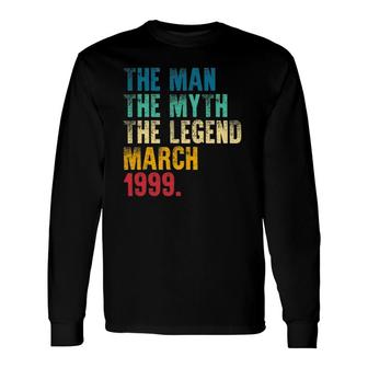 Vintage 1999 Man Myth Legend 22Nd Birthday Retro 22 Years Old Long Sleeve T-Shirt - Seseable