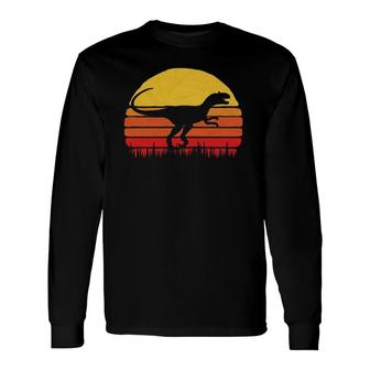 Vintage Allosaurus Dinosaur Retro Sun Long Sleeve T-Shirt | Mazezy
