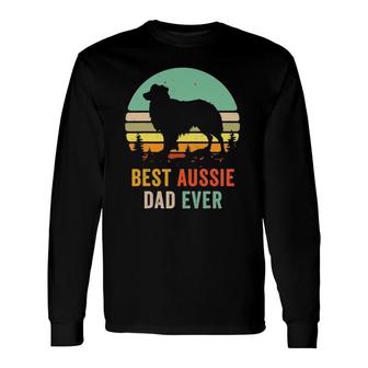 Vintage Aussie Shepherd Papa Best Dad Ever Aussie Long Sleeve T-Shirt - Seseable