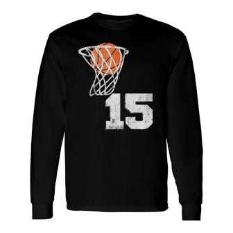 Vintage Basketball Jersey Number 15 Player Number Long Sleeve T-Shirt - Thegiftio UK