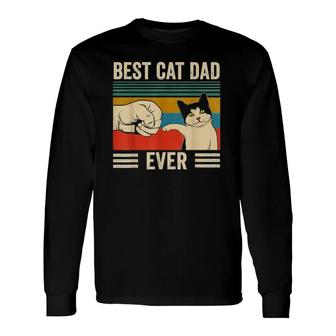Vintage Best Cat Dad Ever Bump Fit Classic Long Sleeve T-Shirt - Seseable