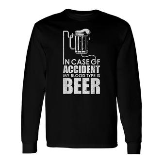 Vintage My Blood Type Is Beer Distressed Alcoholic Long Sleeve T-Shirt - Thegiftio UK