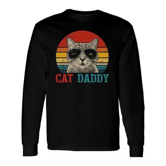 Vintage Cat Daddy Best Cat Dad Ever Meowica Dad Fathers Day Long Sleeve T-Shirt - Seseable