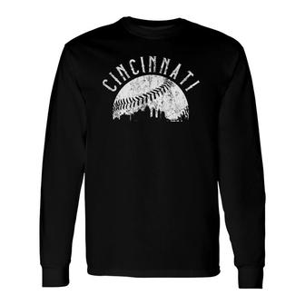 Vintage Cincinnati Ohio Skyline Apparel Long Sleeve T-Shirt T-Shirt | Mazezy