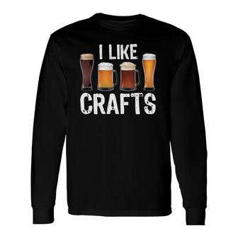 Vintage I Like Crafts Craft Beer Beer Lover Long Sleeve T-Shirt - Seseable