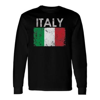 Vintage Italy Italia Italian Flag Pride Long Sleeve T-Shirt - Seseable