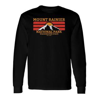 Vintage National Park Mount Rainier National Park Long Sleeve T-Shirt - Seseable