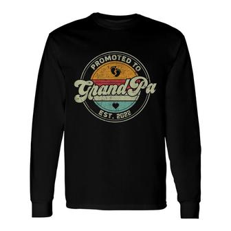 Vintage Promoted To Grandpa 2022 For New Grandpa First Time Long Sleeve T-Shirt - Seseable