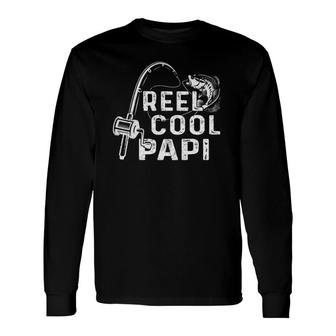 Vintage Reel Cool Papi Fishing Dad Grandpa Fathers Day Long Sleeve T-Shirt - Seseable