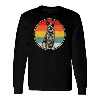 Vintage Retro Sunset Australian Cattle Dog Long Sleeve T-Shirt T-Shirt | Mazezy
