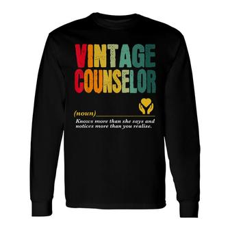 Vintage School Counselor Job Title Birthday Worker Long Sleeve T-Shirt - Seseable