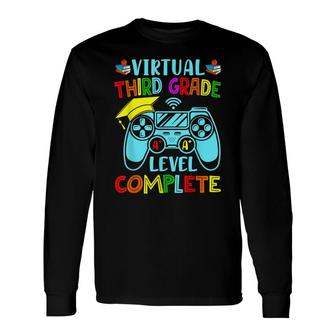 Virtual 3Rd Grade Graduation Level Complete Video Gamer Long Sleeve T-Shirt - Seseable