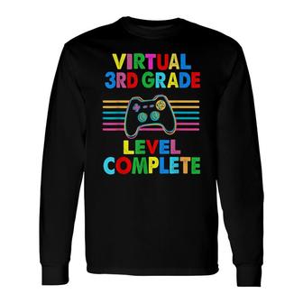 Virtual 3Rd Grade Level Complete Graduation Video Gamer Cute Long Sleeve T-Shirt - Seseable