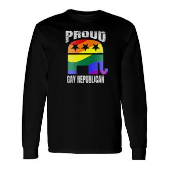 Vote Republican Gay Pride Flag Elephant Vintage Long Sleeve T-Shirt - Monsterry