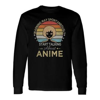 Warning May Spontaneously Start Talking About Anime Retro Long Sleeve T-Shirt - Seseable