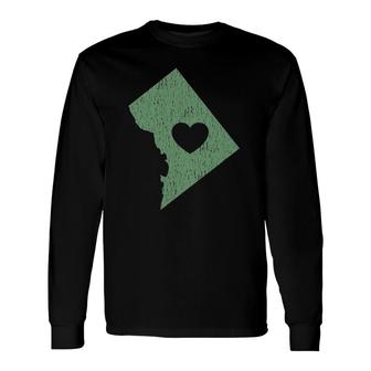 Washington DC Love Heart Gray Green Long Sleeve T-Shirt T-Shirt | Mazezy