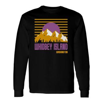 Whidbey Island Vintage Mountains Hiking Washington Retro Long Sleeve T-Shirt T-Shirt | Mazezy