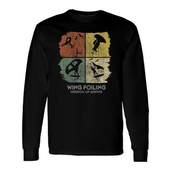 Wing Foiling Retro Vintage Long Sleeve T-Shirt T-Shirt | Mazezy