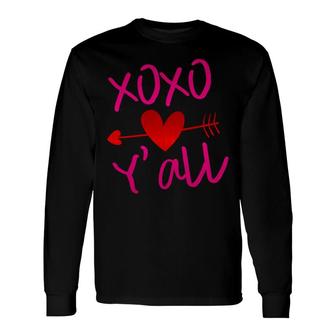Xoxo Arrow Yall Red Pink Valentines Day Festive Long Sleeve T-Shirt - Monsterry UK