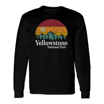 Yellowstone National Park Mountains Retro Hiking Camping Long Sleeve T-Shirt - Thegiftio UK