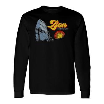 Zion National Park Retro Throwback Graphic Tee Long Sleeve T-Shirt T-Shirt | Mazezy