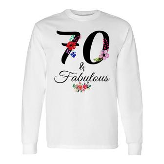 70 & Fabulous 70 Year Old Vintage Floral 1952 70Th Birthday Long Sleeve T-Shirt - Seseable