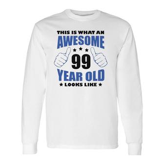 99Th Birthday Awesome For Him 99 Years Old Grandpa 1923 Ver2 Long Sleeve T-Shirt | Mazezy